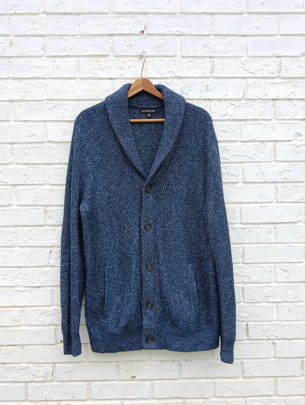 Banana Republic Wool Blend Shawl Collar Cardigan Blue